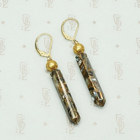 Abalone Pillar Earrings with Etruscan Revival Beads by brunet
