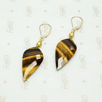 Tigers Eye Drop with Handmade 18k Bead Earrings by brunet