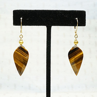 Tigers Eye Drop with Handmade 18k Bead Earrings by brunet