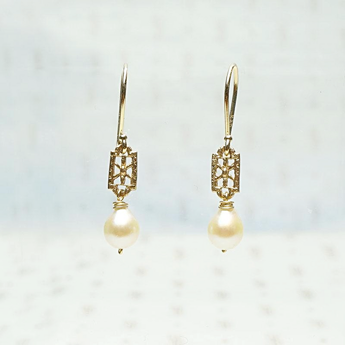 Baroque Pearl and Filigree Earrings by brunet