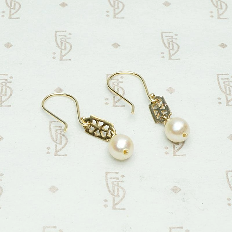 Baroque Pearl and Filigree Earrings by brunet, back view.