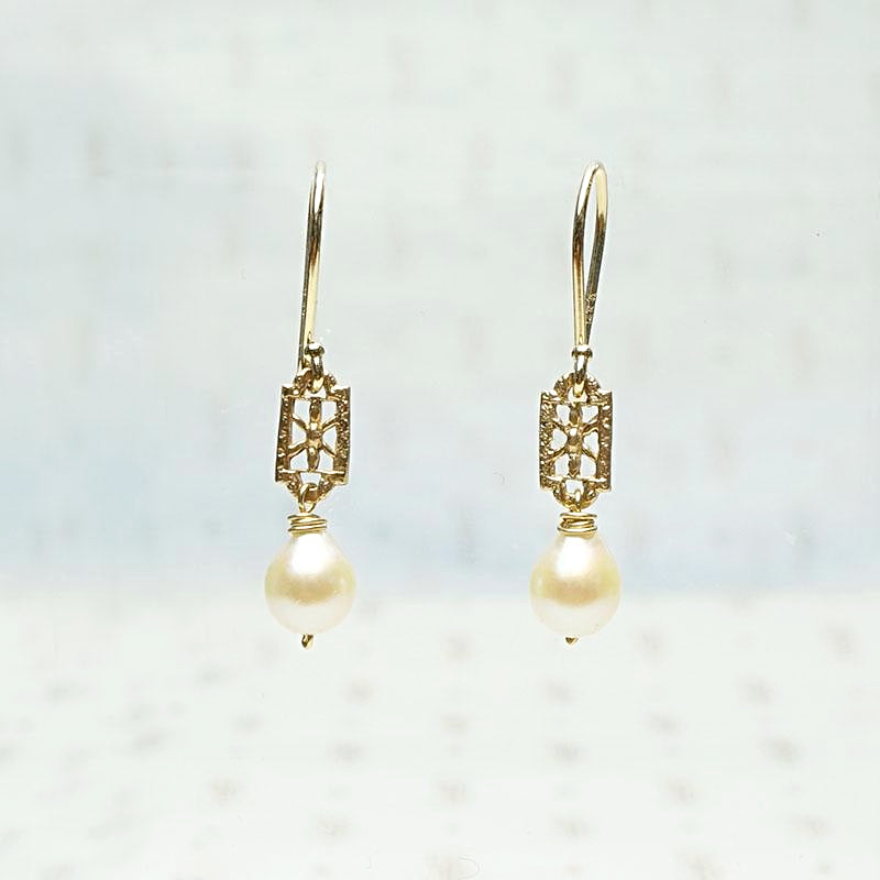 Baroque Pearl and Filigree Earrings by brunet