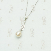 Pearl and White Gold Filigree Necklace by brunet, back view.