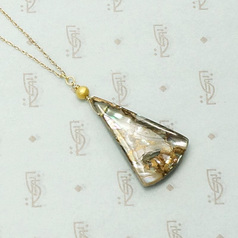 Abalone Drop Necklace with 18k Gold Details by brunet, detail