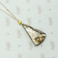 Abalone Drop Necklace with 18k Gold Details by brunet, detail
