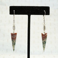 Red and Green Moss Agate Spike Earrings by brunet