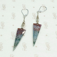 Red and Green Moss Agate Spike Earrings by brunet