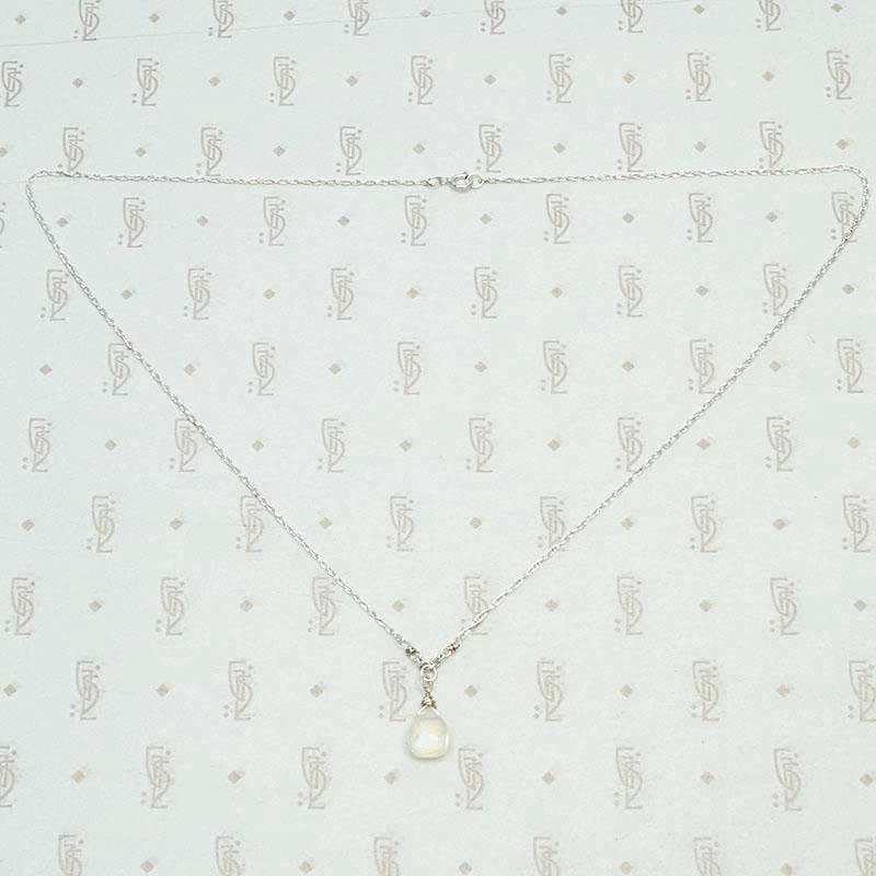 Opal Teardrop Necklace on White Gold Chain by brunet