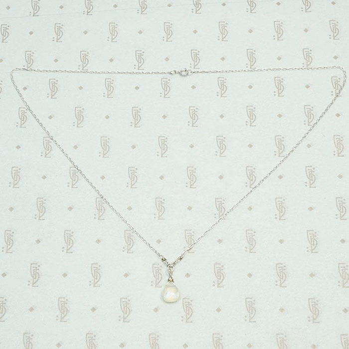 Opal Teardrop Necklace on White Gold Chain by brunet