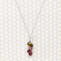 Juicy Pink & Green Tourmaline Cluster Necklace by brunet