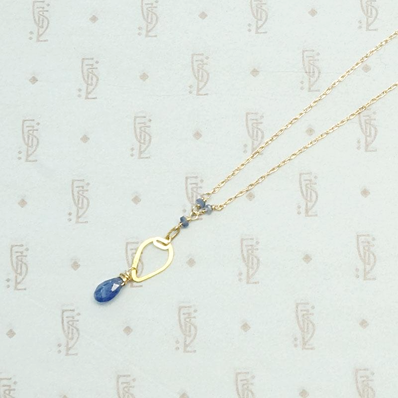 18k Gold & Sapphire Teardrop Necklace by brunet
