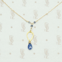 18k Gold & Sapphire Teardrop Necklace by brunet, detail