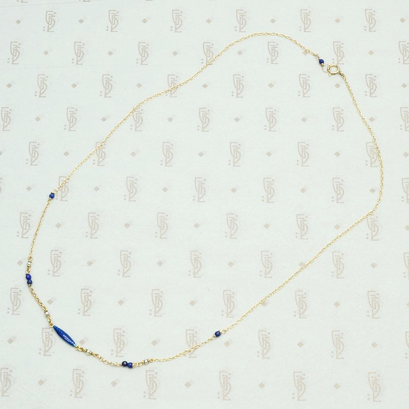 Enamel Bead, Lapis & Pearl Necklace by brunet