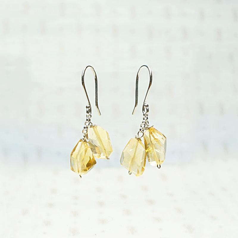 Chunky Citrine Drop Earrings in White Gold by brunet