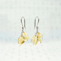 Chunky Citrine Drop Earrings in White Gold by brunet