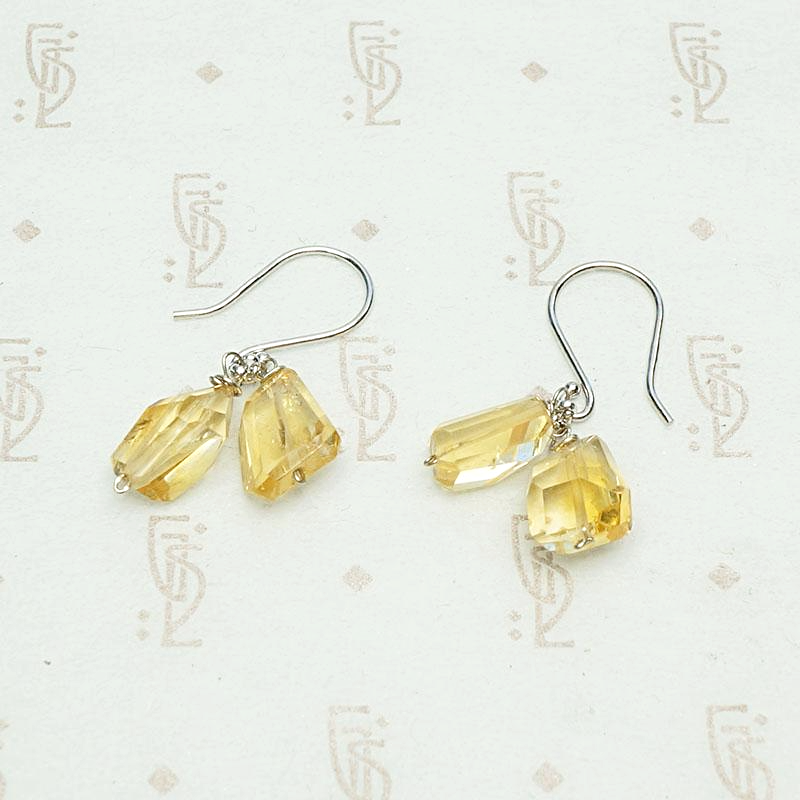 Chunky Citrine Drop Earrings in White Gold by brunet