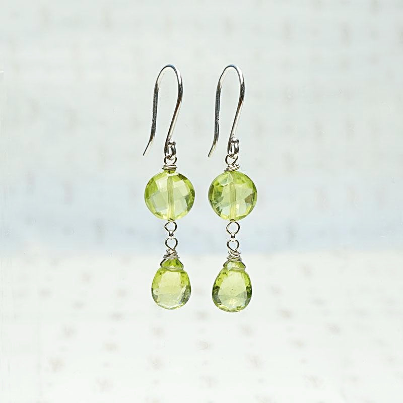 Peridot and White Gold Drop Earrings by brunet