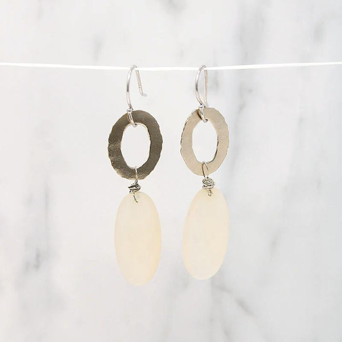 Golden "O" Earrings with Moonlit Chalcedony Drops by brunet