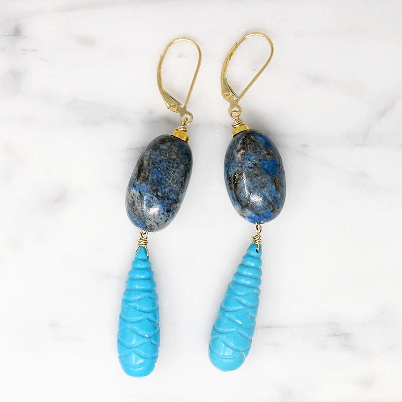 Shades of Blue Turquoise & Sodalite Earrings by brunet