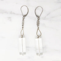 Quartz Crystal Cylinders & White Gold Earrings by brunet