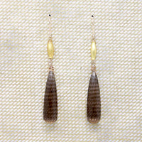 Glittering Smoky Quartz & 18K Gold Earrings by brunet
