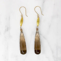 Glittering Smoky Quartz & 18K Gold Earrings by brunet