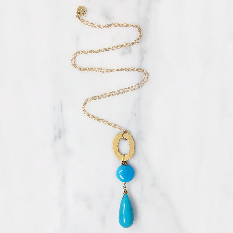Incredible Blue Turquoise & Forged Gold Necklace by brunet