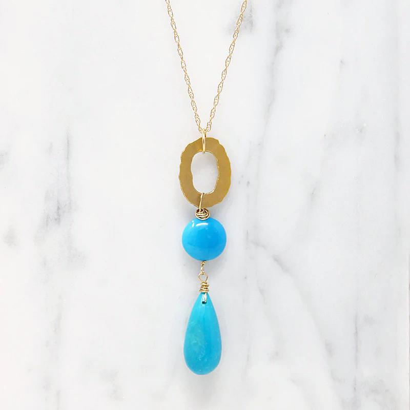 Incredible Blue Turquoise & Forged Gold Necklace by brunet