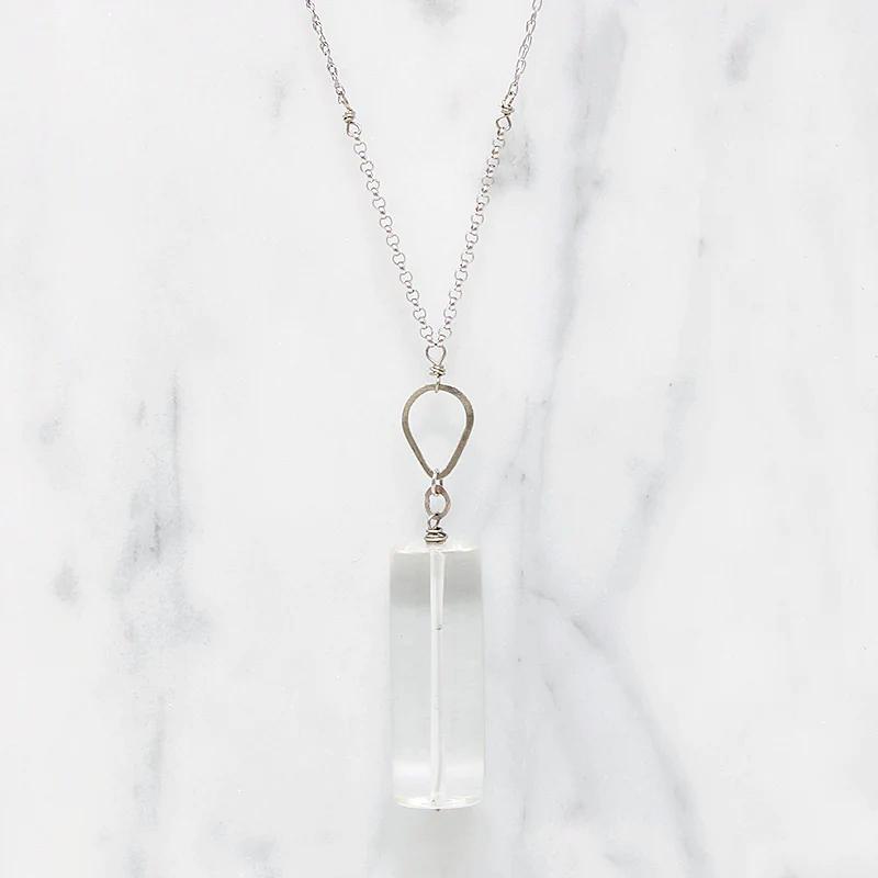 Quartz Crystal Cylinders & White Gold Necklace by brunet