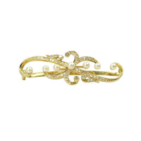 Antique Rose Cut Diamonds & Natural Pearl Hair Barrette in 18k Gold