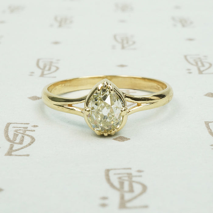 The Old Mine Pear Shaped Diamond Engagement Ring
