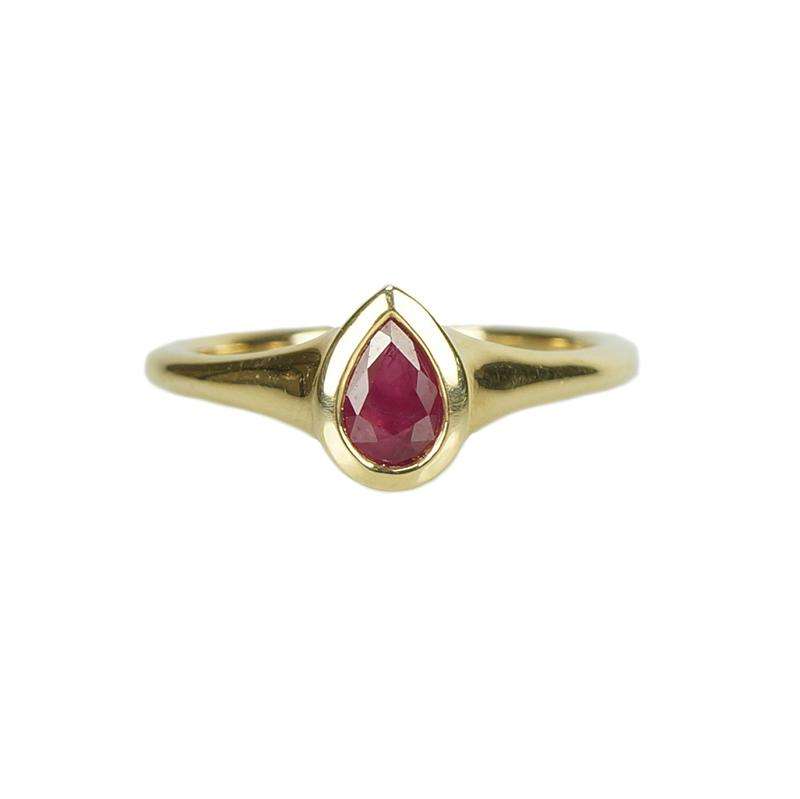 Ring by 720 Vintage Pear Shaped Red Ruby in Gold