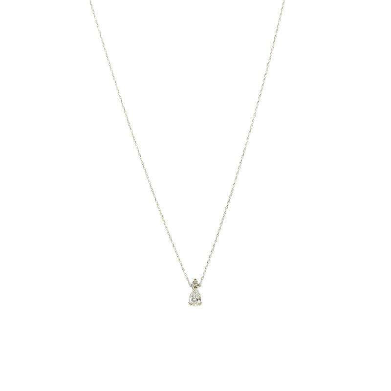 1950's Pear Shaped Diamond Pendant in White Gold