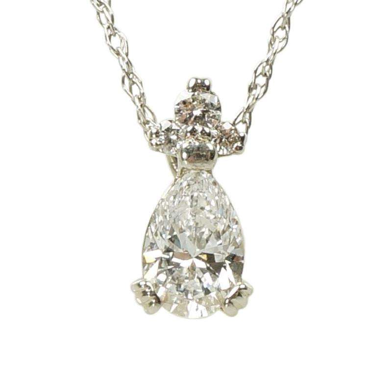 1950's Pear Shaped Diamond Pendant in White Gold