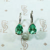 Vintage Pear Cut Emerald Lever Back Earrings