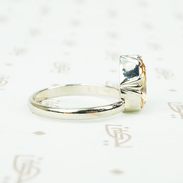 Pear Shaped Champagne Color Imperial Topaz Ring in White Gold