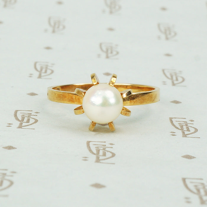 14k yellow gold pearl solitaire circa 1970 Elis Kauppi