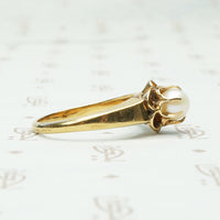 Gold Tulip Set Pearl Ring Circa 1900