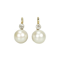 Antique Pearl and Diamond Ear Bobs - Gem Set Love