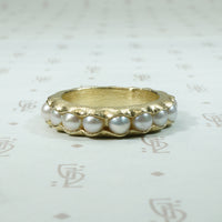 Bold Gold Modern Estate Pearl Eternity Band