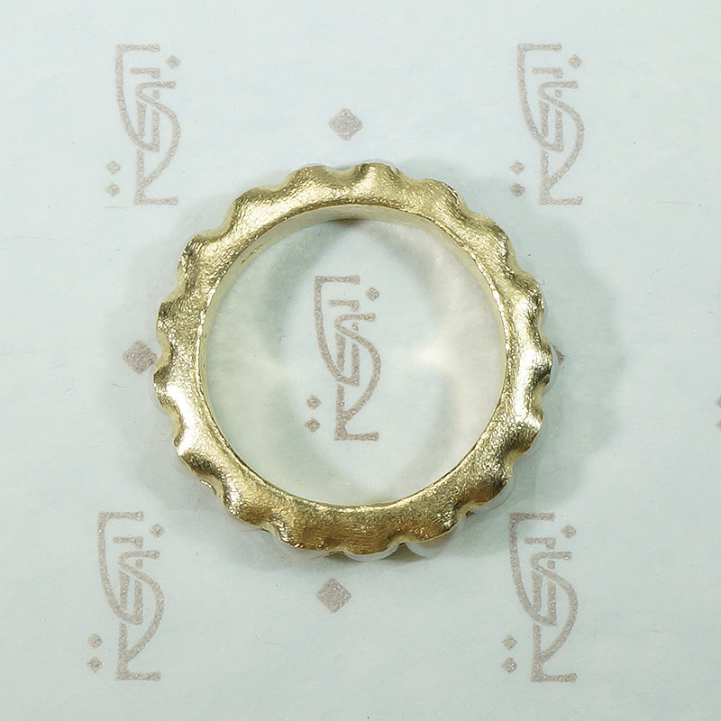Bold Gold Modern Estate Pearl Eternity Band