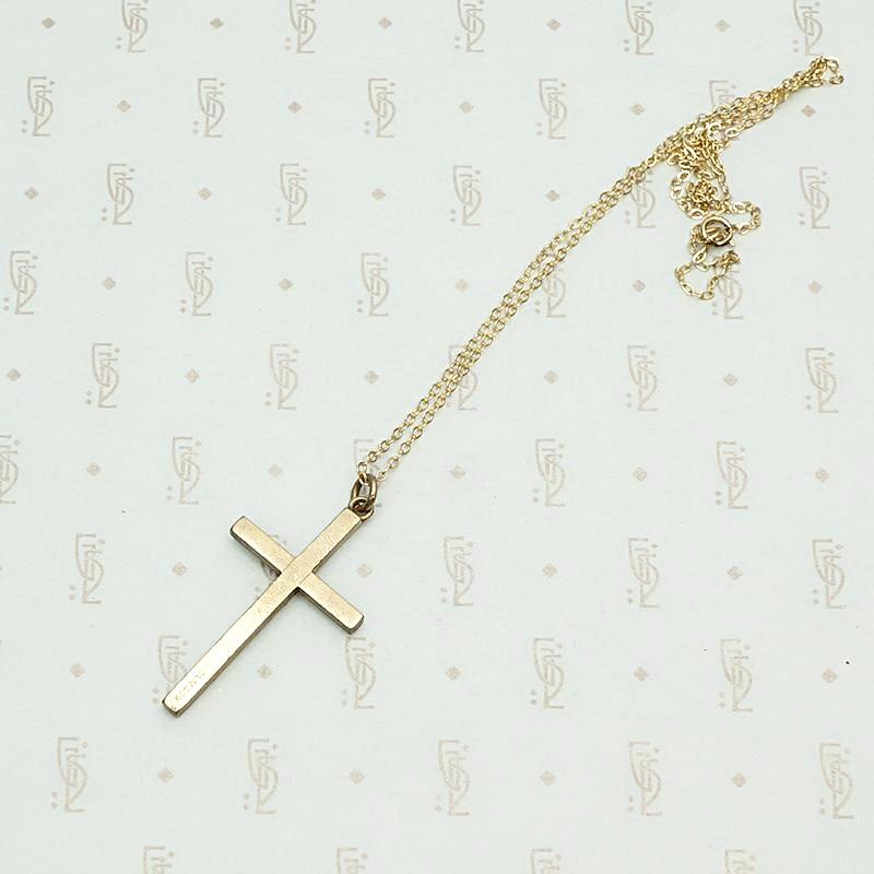 Classic 1900s Seed Pearl Cross Necklace, back view.