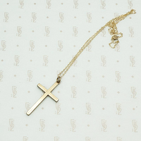 Classic 1900s Seed Pearl Cross Necklace, back view.