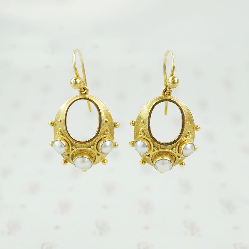 victorian 15 karat gold and pearl earrings