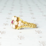 Georgian Rose Pearl and Ruby Locket Ring