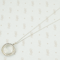 Vintage White Gold Crystal Locket with Pearls