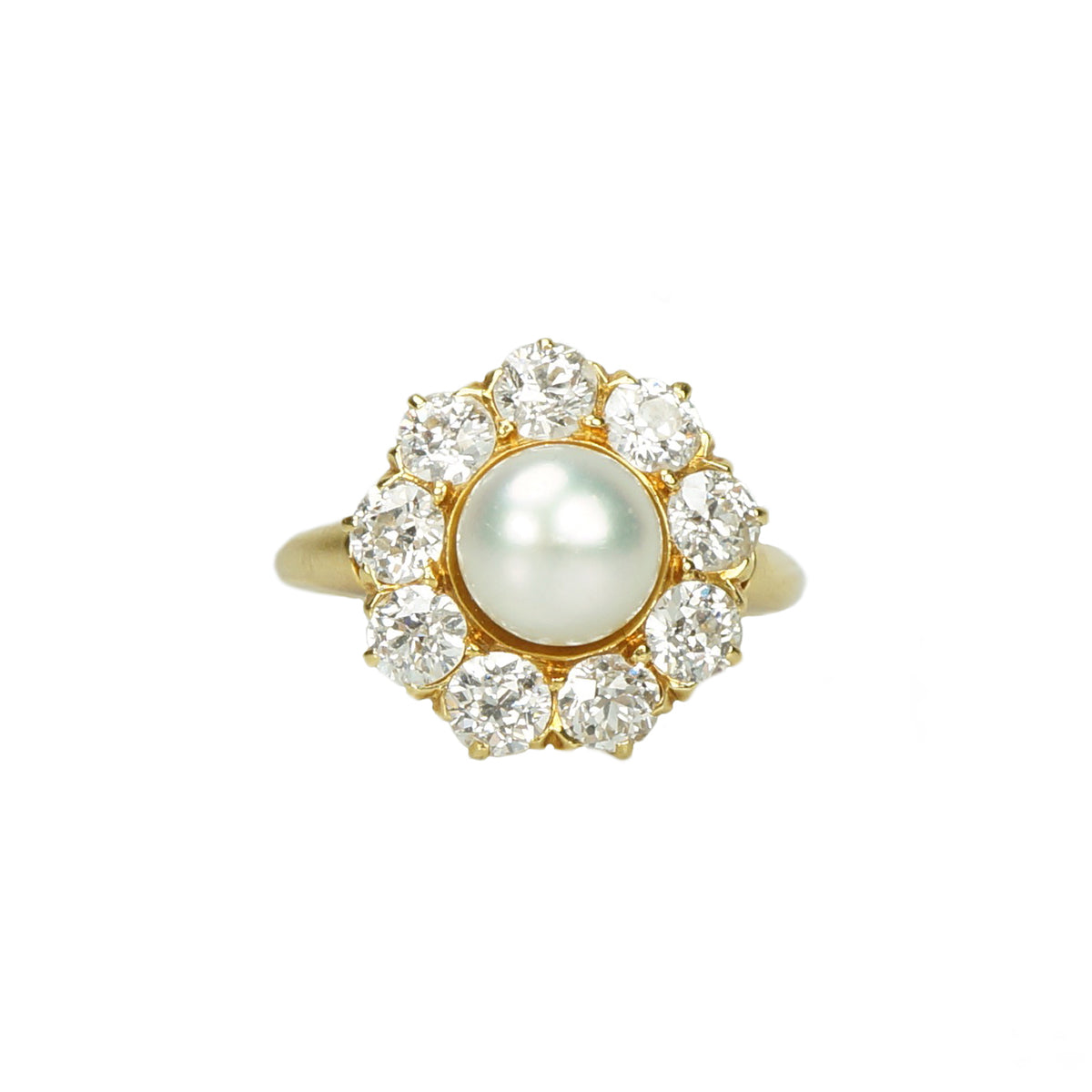 Perfect Pearl Surrounded by Sparkling OEC Diamonds in 18k - Gem Set Love