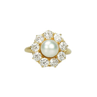 Perfect Pearl Surrounded by Sparkling OEC Diamonds in 18k - Gem Set Love