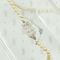 Matinee Length Pearls with Platinum and Diamond Clasp