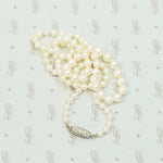 Delightful Diamond Barrel Clasp on Lovely Pearls